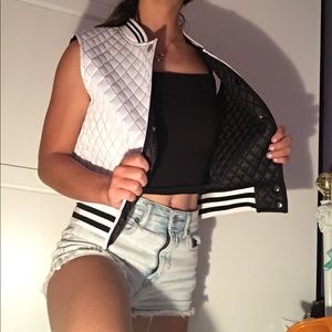 Reversable black and white puffer vest